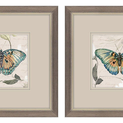 Set Of Two Papillon Set of Set Silver Framed Wall Art HomeRoots