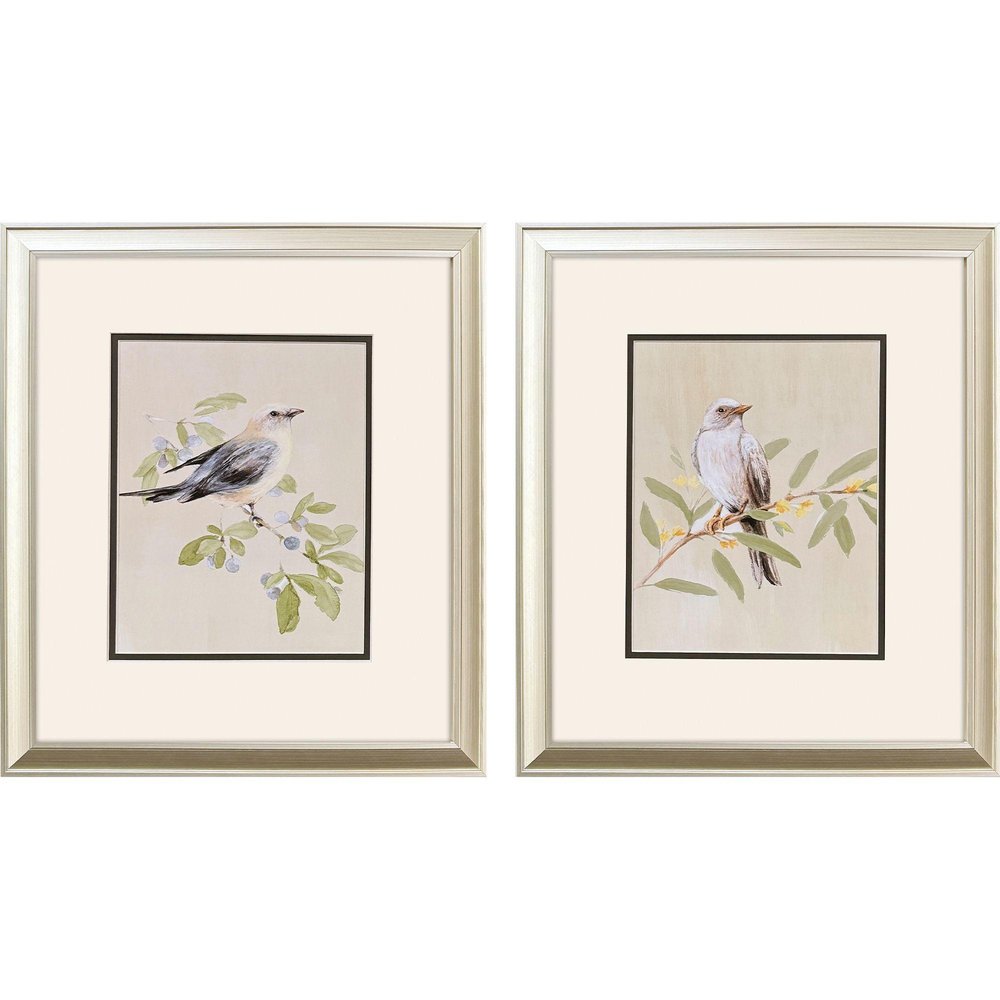 Set Of Two Botanical Birds Set of Set Gold Framed Wall Art — view 2