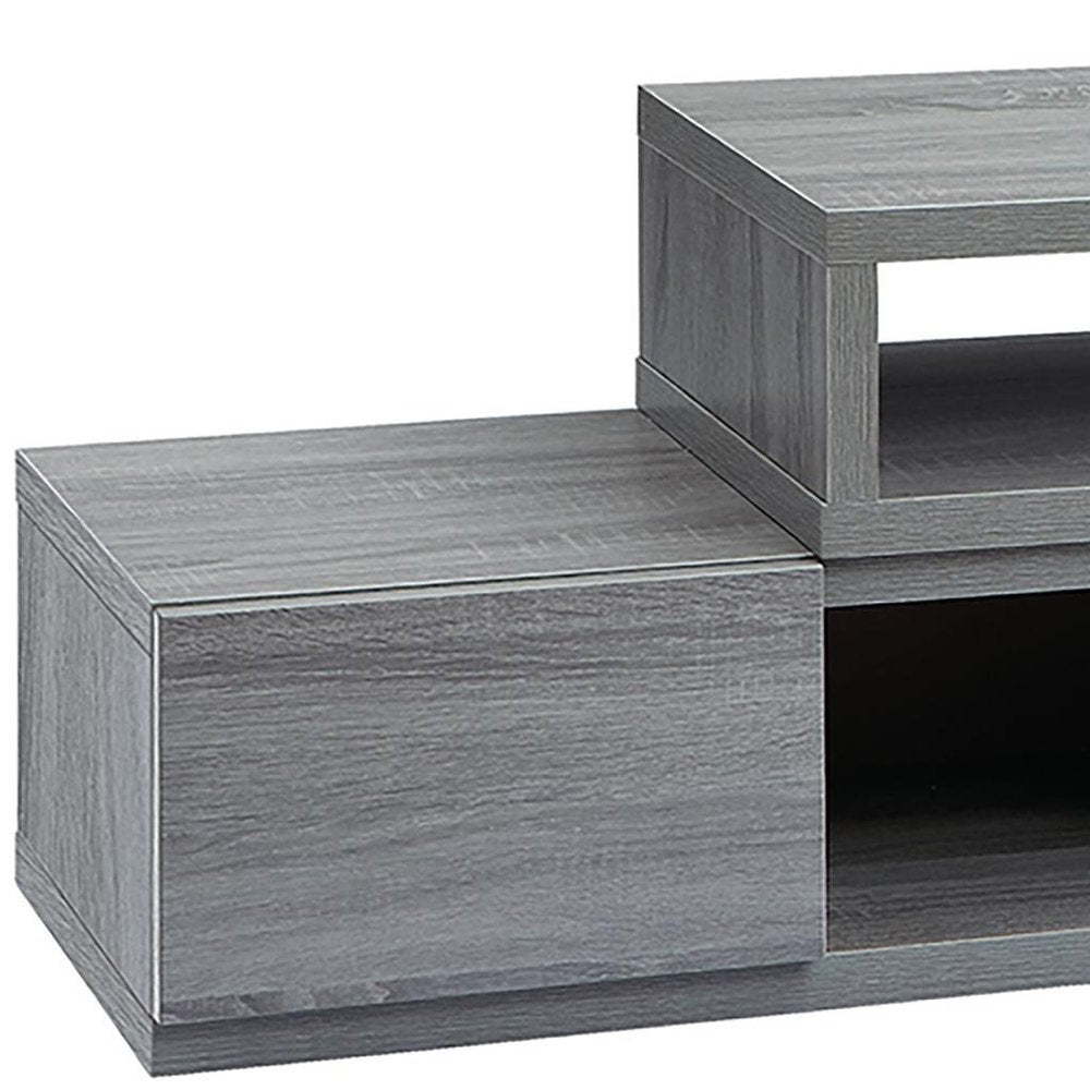 83" Gray Wood Enclosed and Open Storage TV Stand — view 5