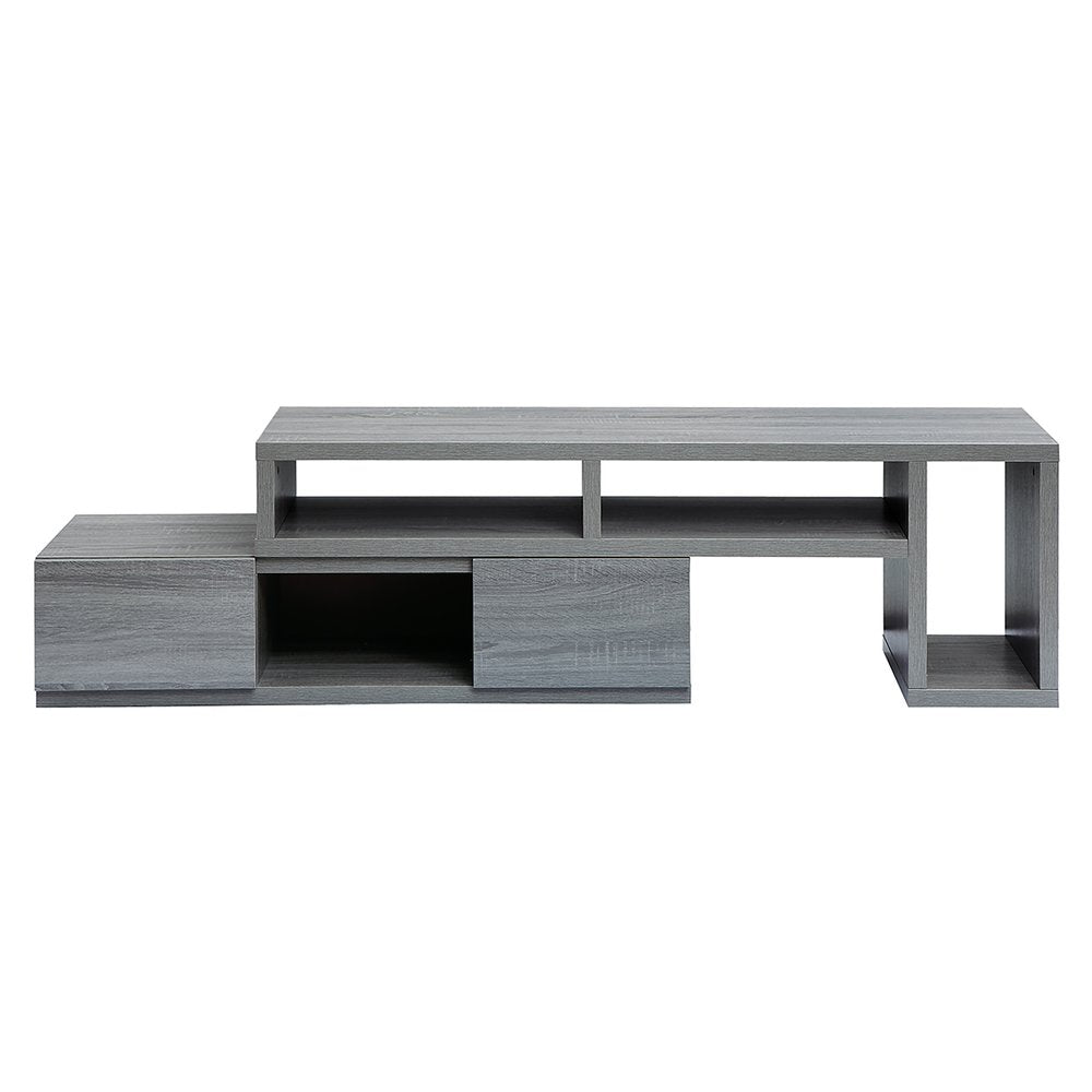 83" Gray Wood Enclosed and Open Storage TV Stand — view 2