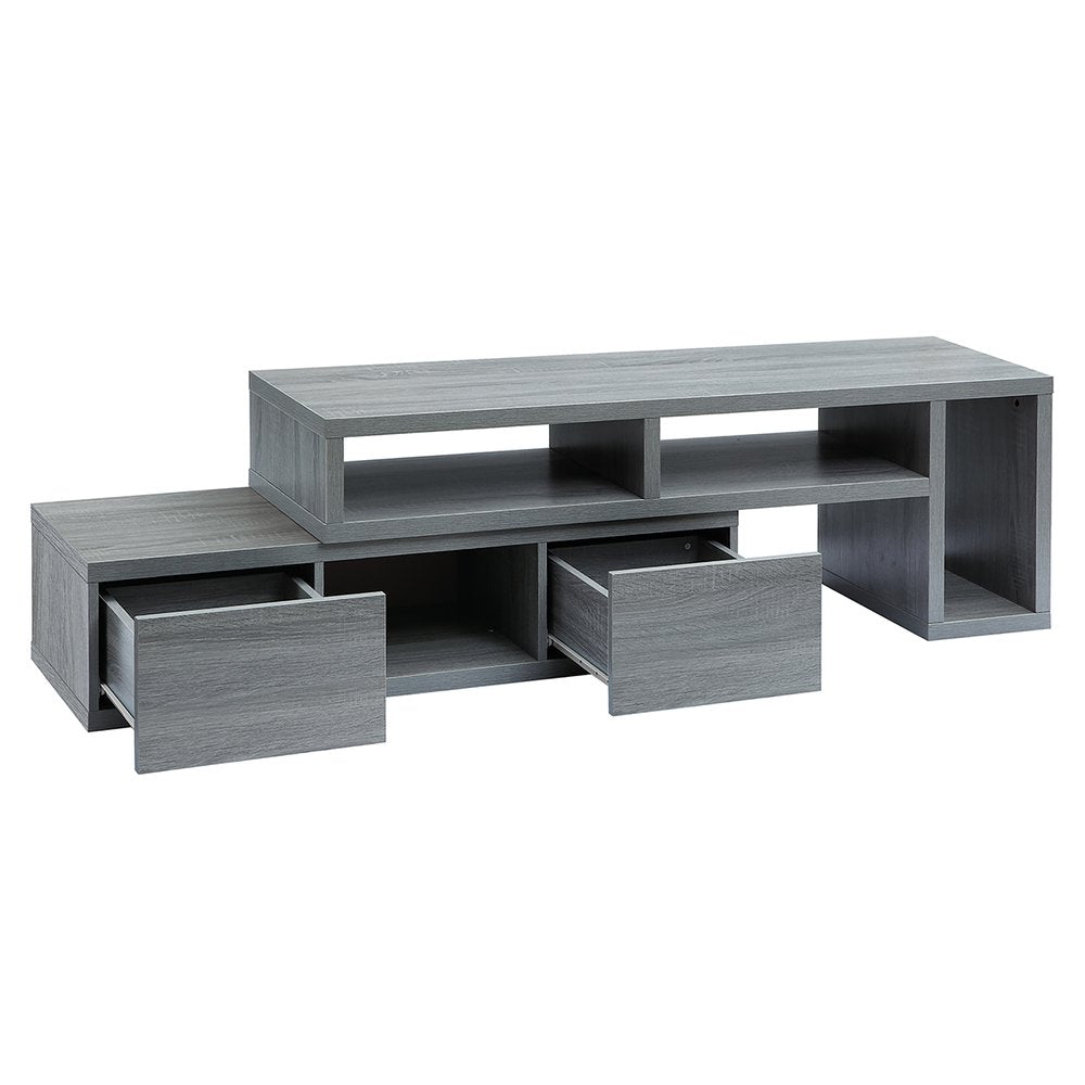 83" Gray Wood Enclosed and Open Storage TV Stand — view 3