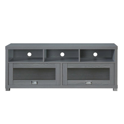 57" Gray Wood Enclosed and Open Storage TV Stand