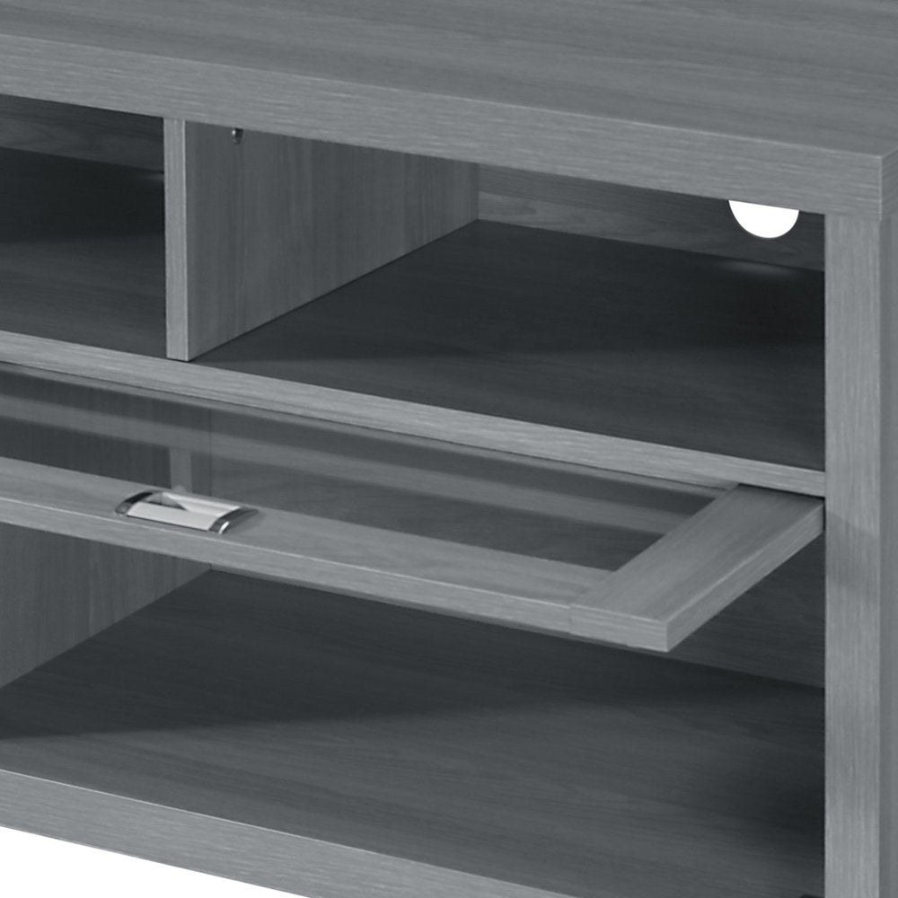 57" Gray Wood Enclosed and Open Storage TV Stand — view 3