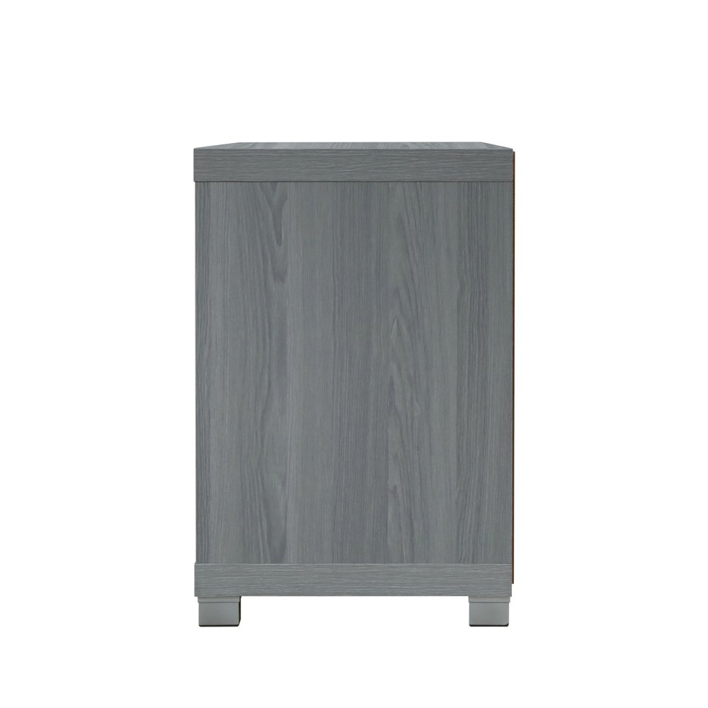 57" Gray Wood Enclosed and Open Storage TV Stand — view 4
