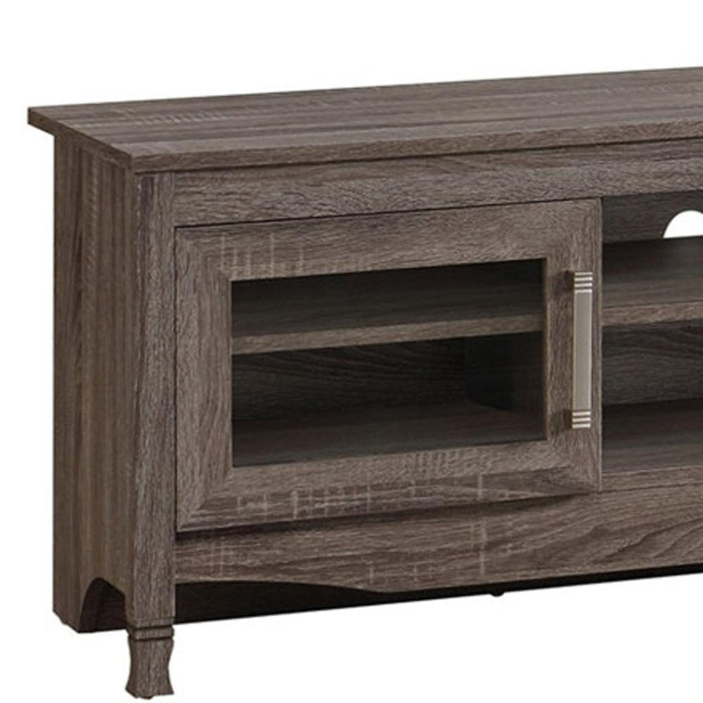 53" Gray Wood Enclosed and Open Storage TV Stand — view 5