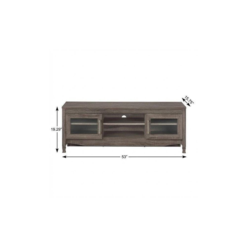 53" Gray Wood Enclosed and Open Storage TV Stand — view 7