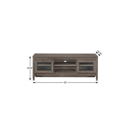 53" Gray Wood Enclosed and Open Storage TV Stand
