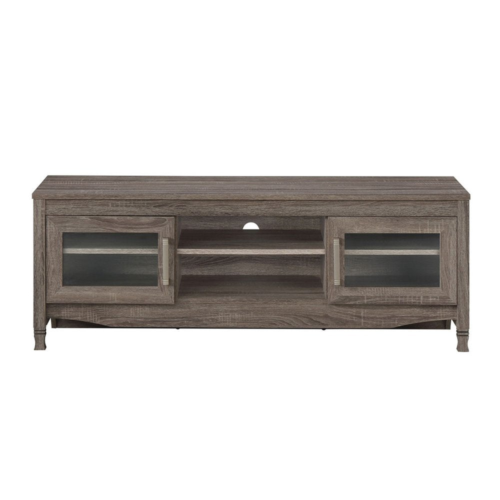 53" Gray Wood Enclosed and Open Storage TV Stand — view 2