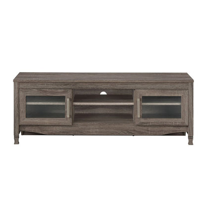 53" Gray Wood Enclosed and Open Storage TV Stand