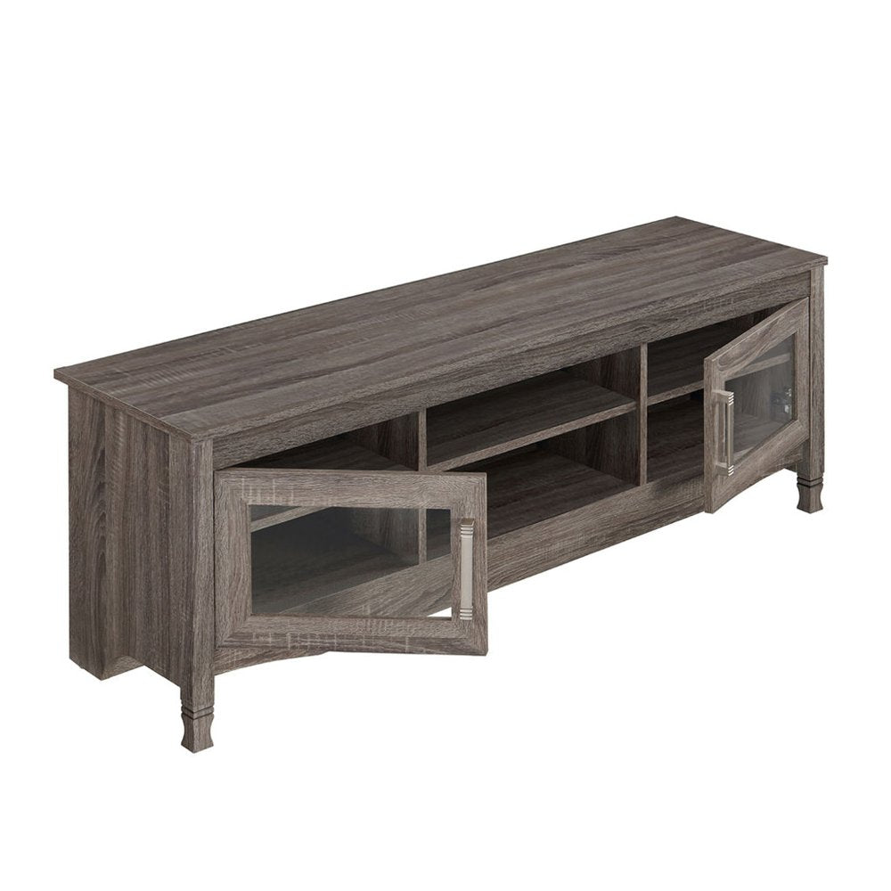 53" Gray Wood Enclosed and Open Storage TV Stand — view 3