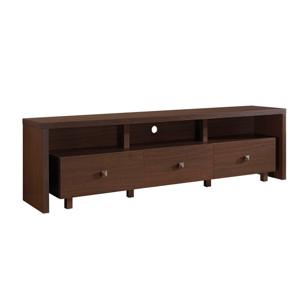 71" Brown Wood Enclosed and Open Storage TV Stand — view 1