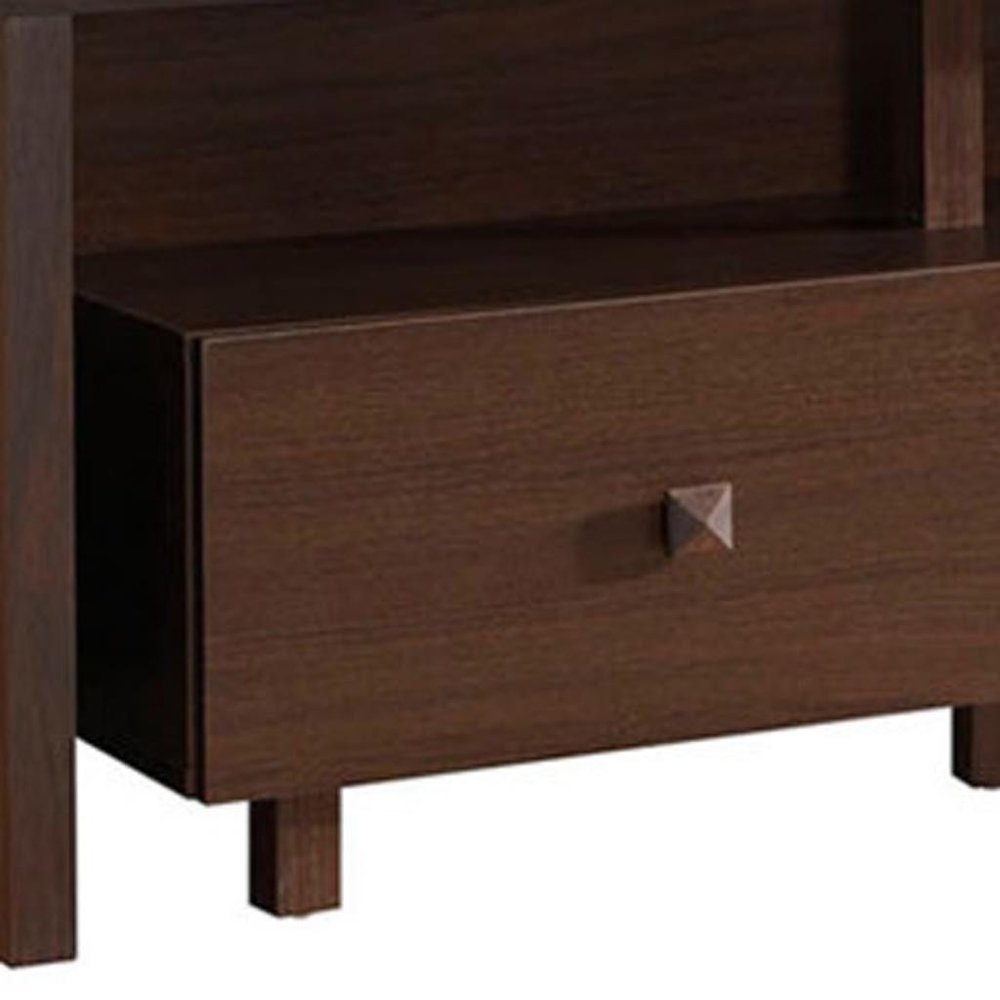 71" Brown Wood Enclosed and Open Storage TV Stand — view 4
