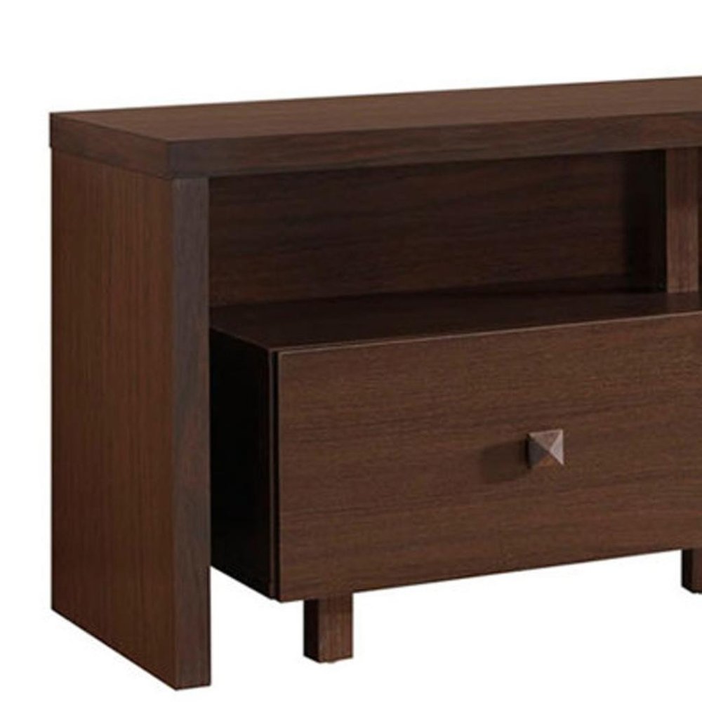 71" Brown Wood Enclosed and Open Storage TV Stand — view 5