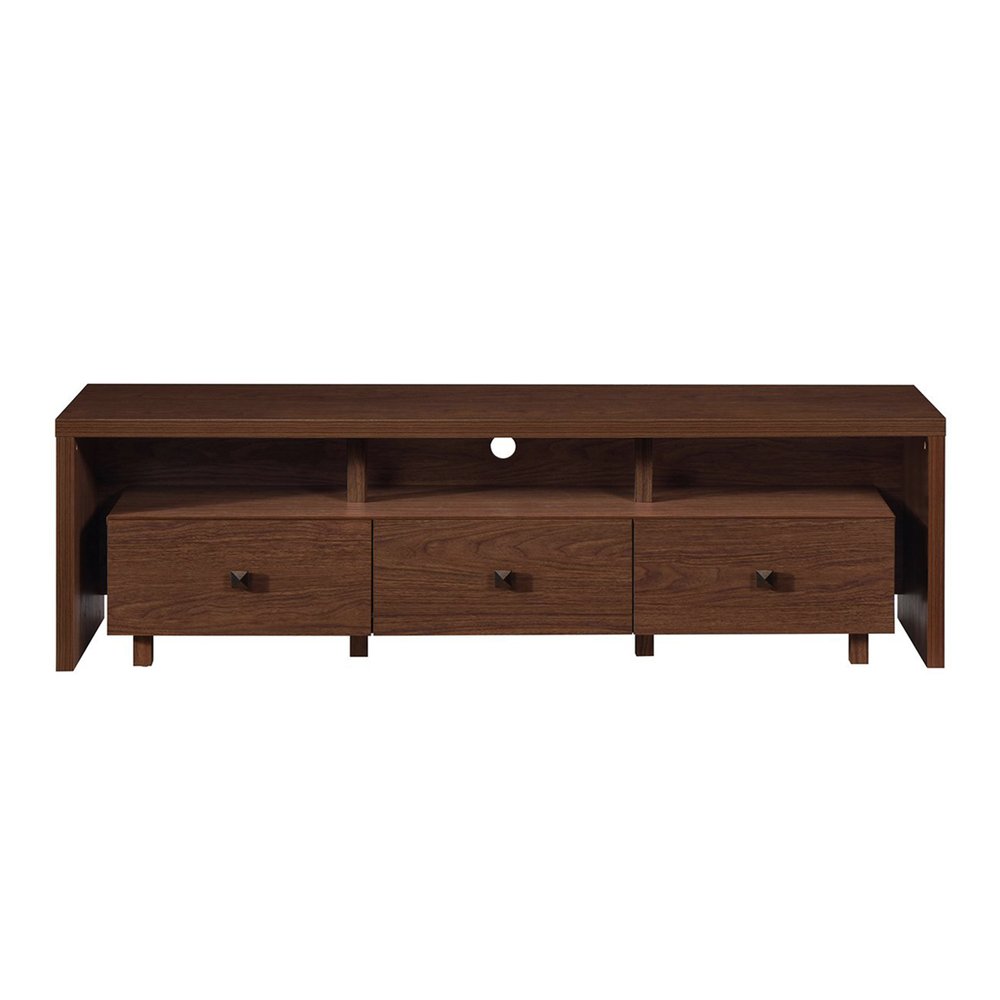 71" Brown Wood Enclosed and Open Storage TV Stand — view 2