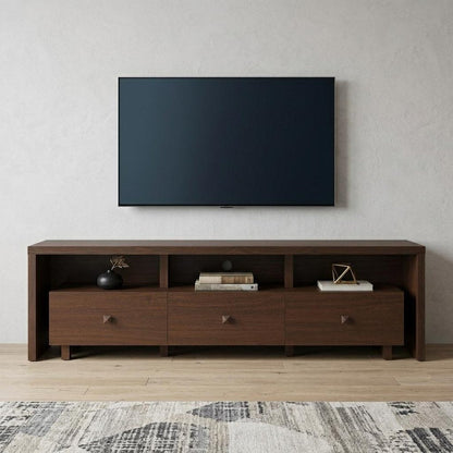 71" Brown Wood Enclosed and Open Storage TV Stand