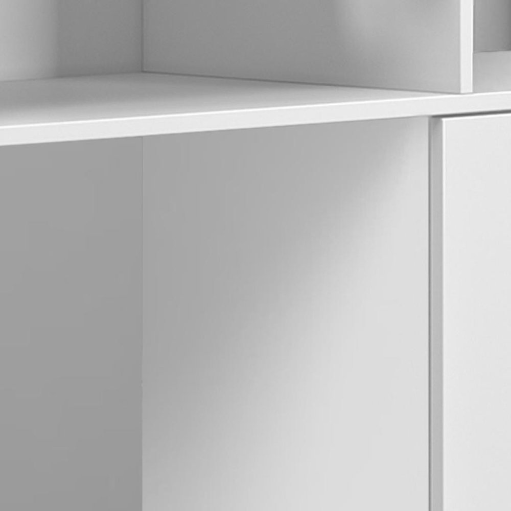 61" White Wood Enclosed and Open Storage TV Stand — view 4