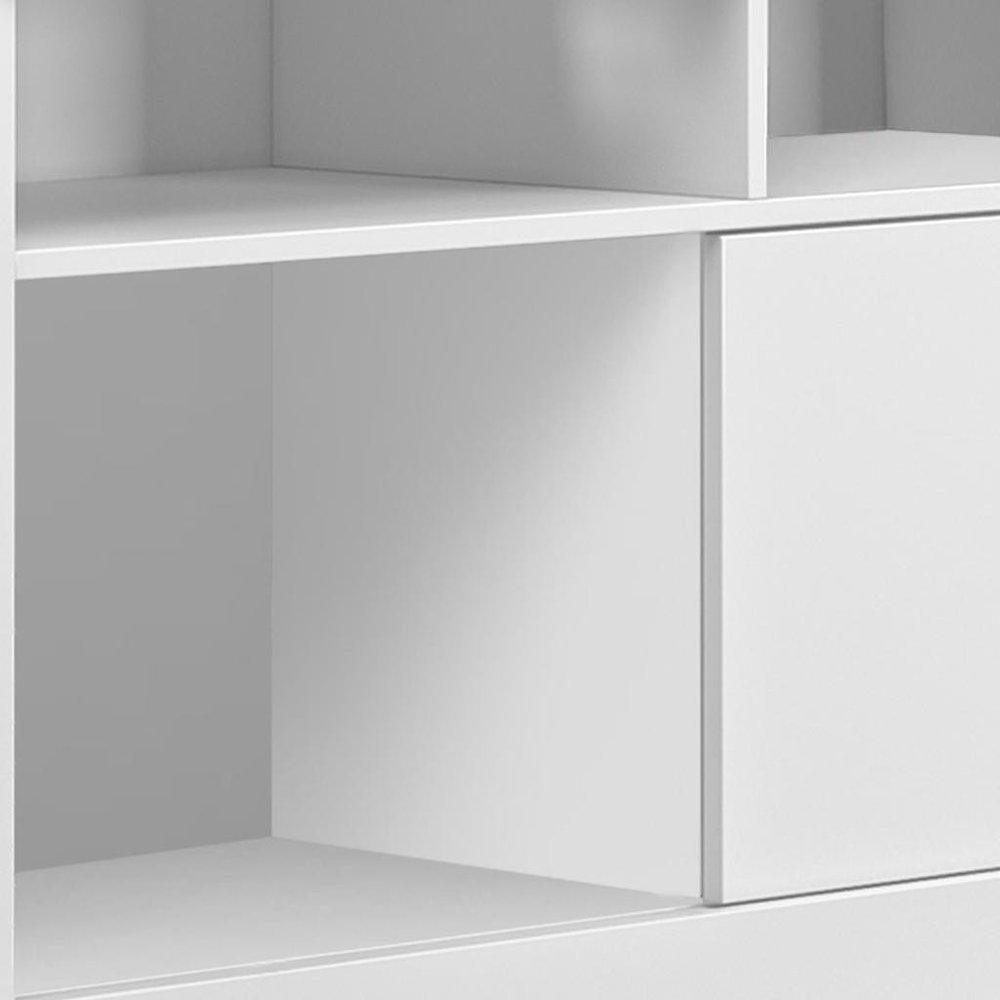61" White Wood Enclosed and Open Storage TV Stand — view 5