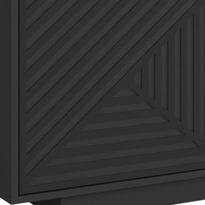 63" Black Carved Texture Wood Enclosed and Open Storage TV Stand