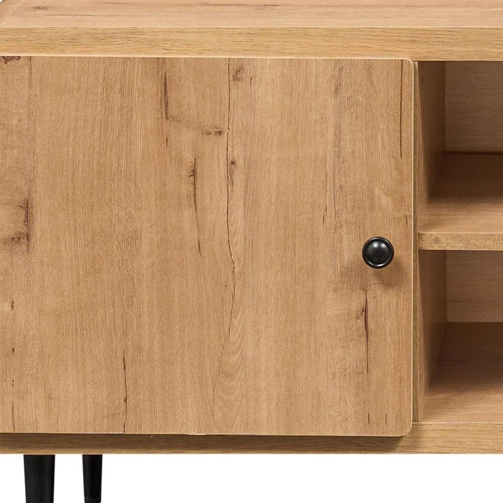 55" Natural Wood Enclosed and Open Storage TV Stand — view 5