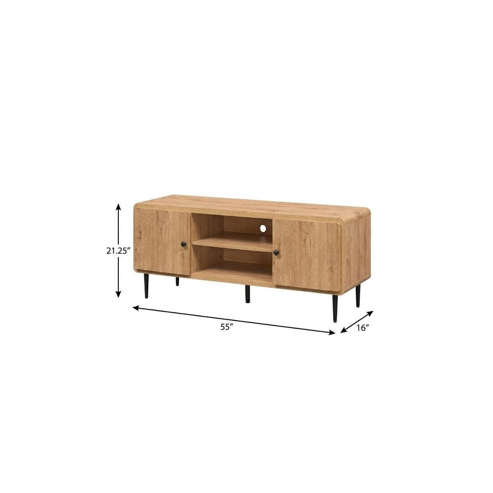 55" Natural Wood Enclosed and Open Storage TV Stand — view 7