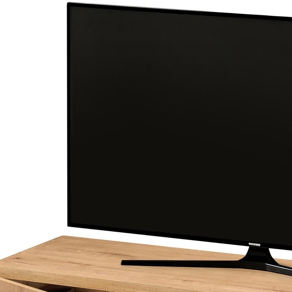 55" Natural Wood Enclosed and Open Storage TV Stand — view 4