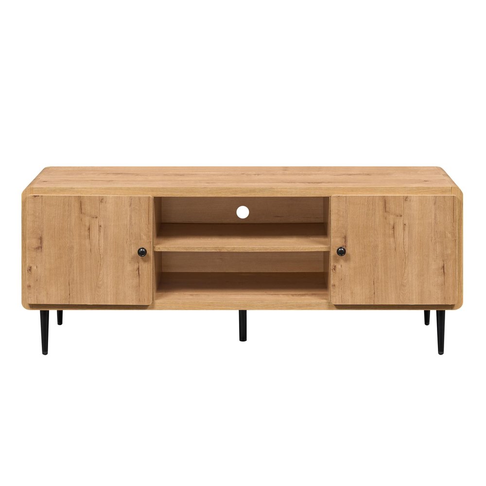 55" Natural Wood Enclosed and Open Storage TV Stand — view 3