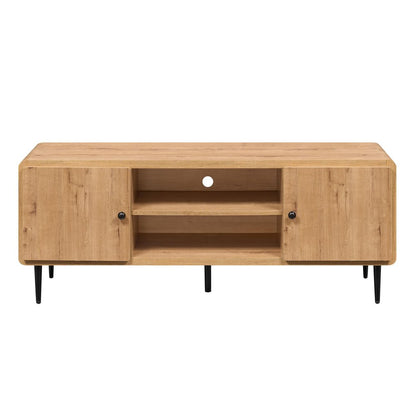 55" Natural Wood Enclosed and Open Storage TV Stand
