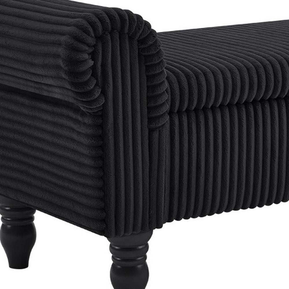 55" White and Brown Corduroy and Solid Wood Upholstered Storage Bench With Flip Top HomeRoots