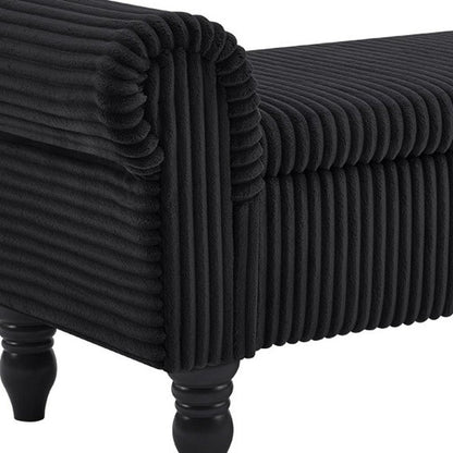 55" White and Brown Corduroy and Solid Wood Upholstered Storage Bench With Flip Top HomeRoots