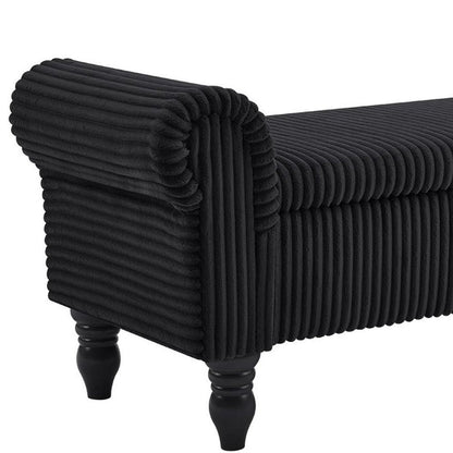 55" White and Brown Corduroy and Solid Wood Upholstered Storage Bench With Flip Top HomeRoots