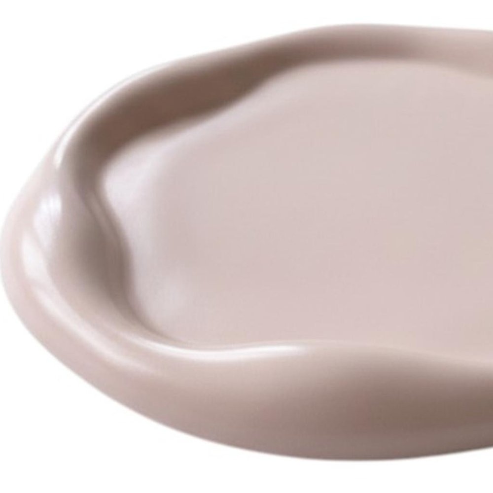 7" Pale Pink Resin Handmade Round Trinket Tray — view 5