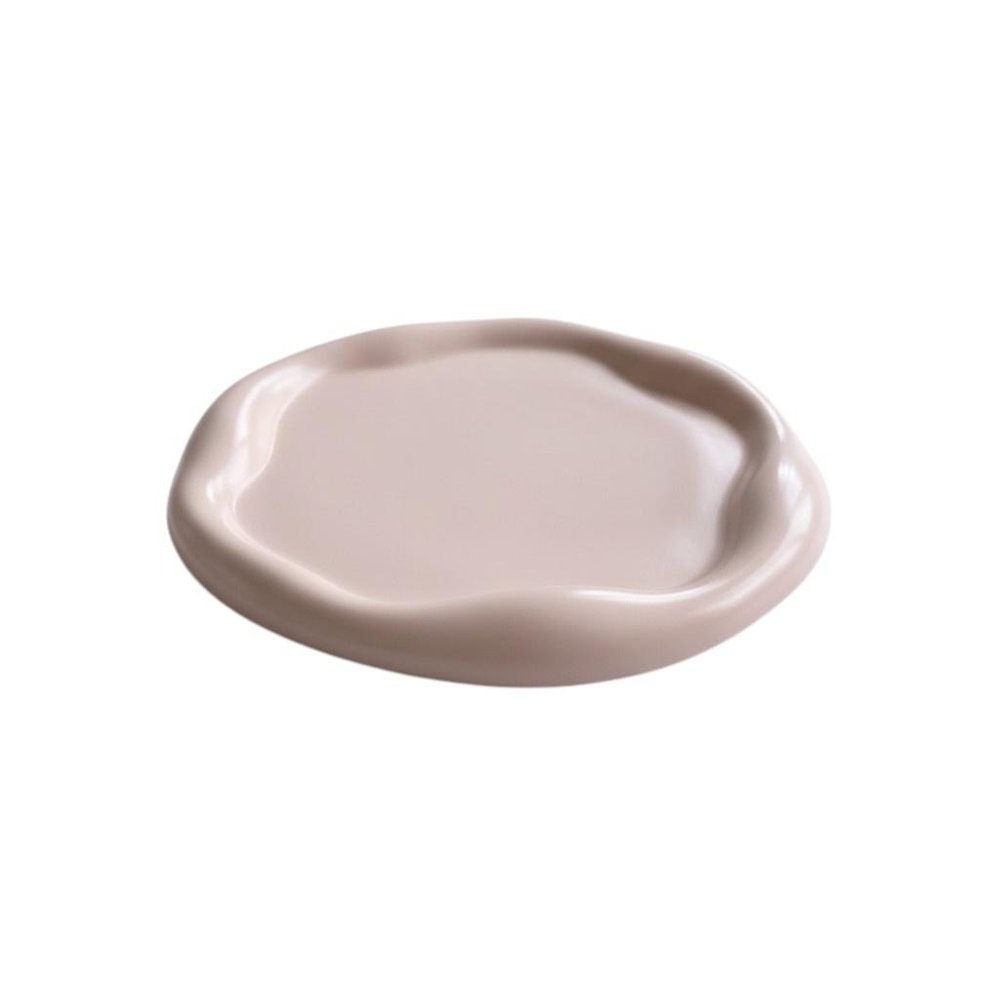7" Pale Pink Resin Handmade Round Trinket Tray — view 3