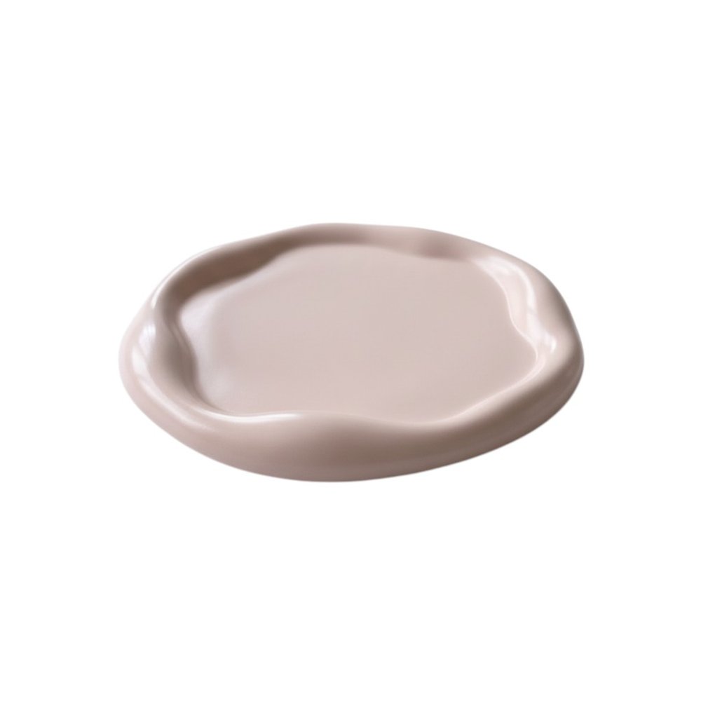 7" Pale Pink Resin Handmade Round Trinket Tray — view 2