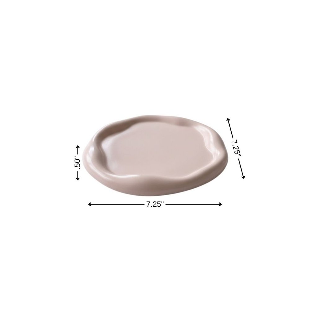 7" Pale Pink Resin Handmade Round Trinket Tray — view 7