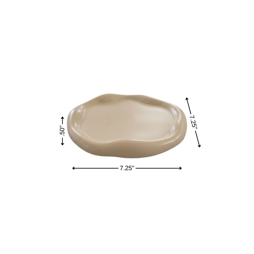 7" Pale Pink Resin Handmade Round Trinket Tray — view 12
