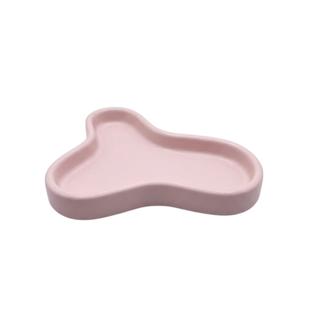 8" Pale Pink Resin Handmade Geometric Trinket Tray — view 2