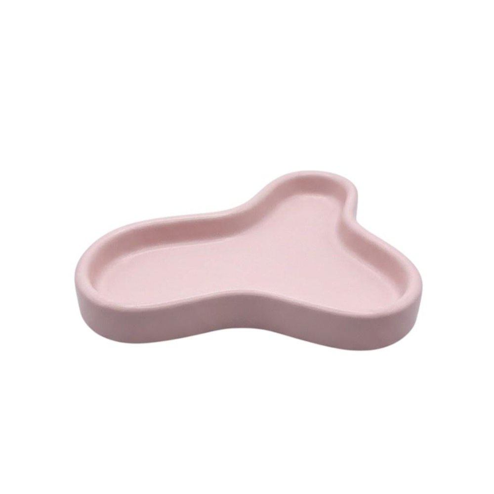 8" Pale Pink Resin Handmade Geometric Trinket Tray — view 3