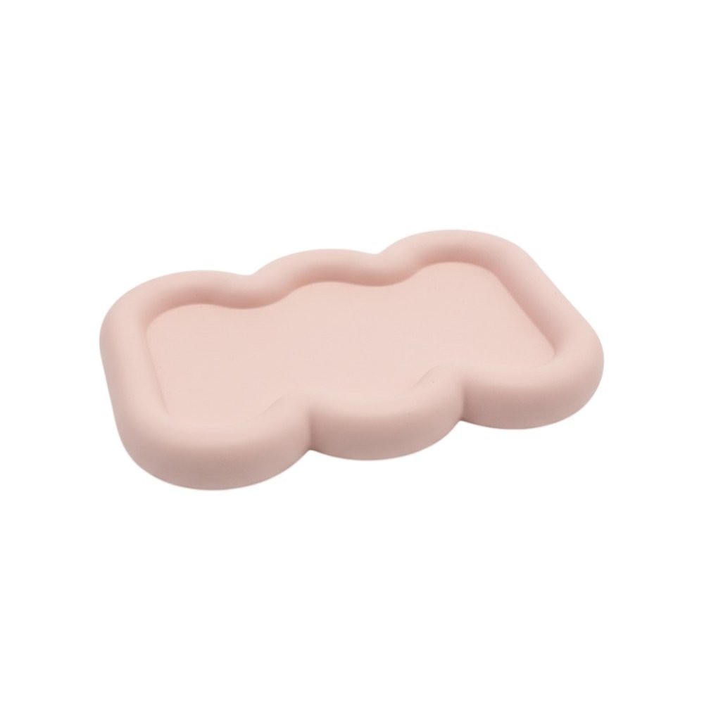 7" Pale Pink Resin Handmade Scalloped Trinket Tray — view 2