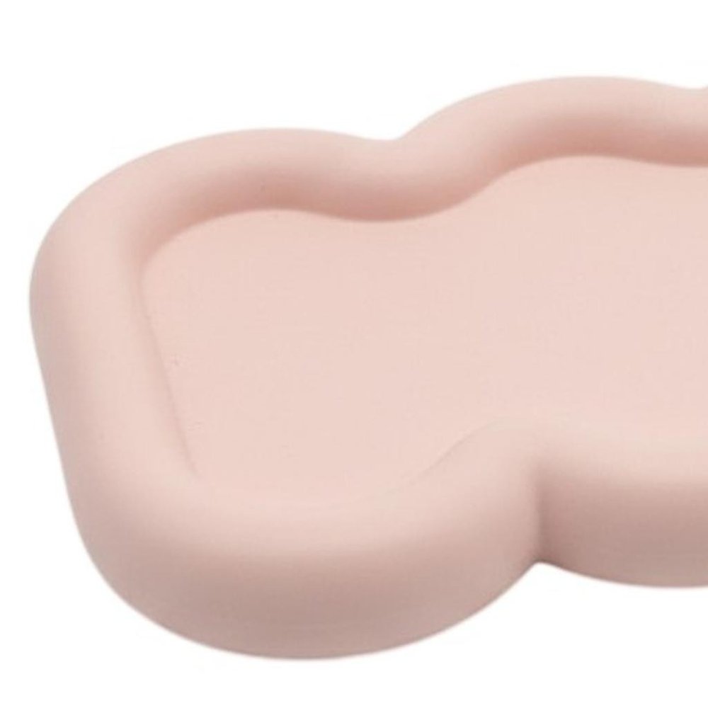 7" Pale Pink Resin Handmade Scalloped Trinket Tray — view 5