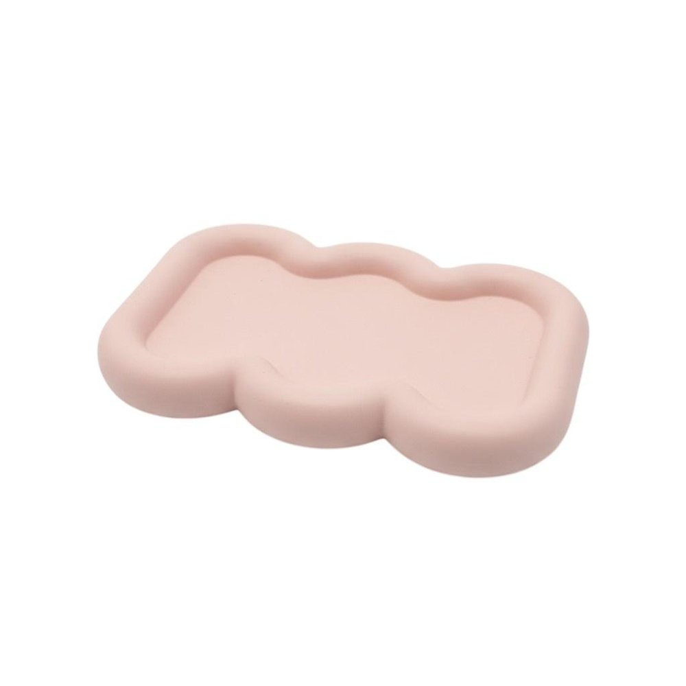 7" Pale Pink Resin Handmade Scalloped Trinket Tray — view 3