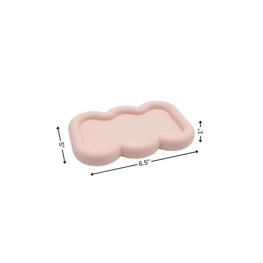 7" Pale Pink Resin Handmade Scalloped Trinket Tray — view 7
