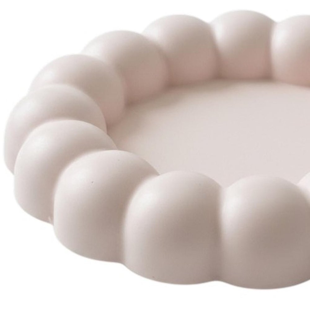 5" Pale Pink Resin Handmade Round Trinket Tray — view 3