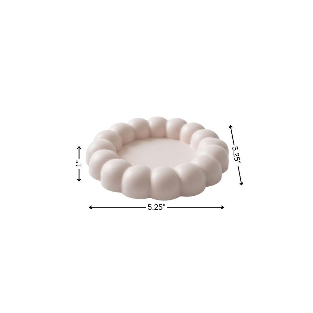 5" Pale Pink Resin Handmade Round Trinket Tray — view 6