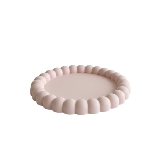 6" Pink And White Resin Marbleized Handmade Round Trinket Tray