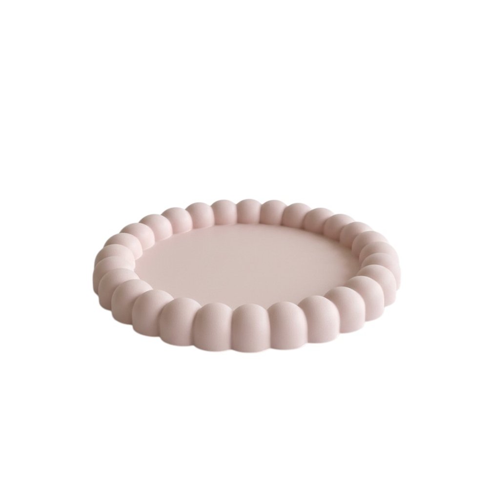 6" Pale Pink Resin Handmade Round Trinket Tray — view 2