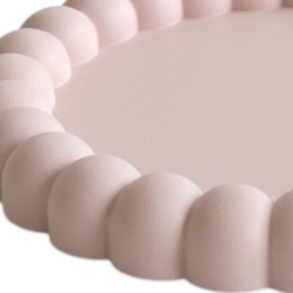 6" Pink And White Resin Marbleized Handmade Round Trinket Tray