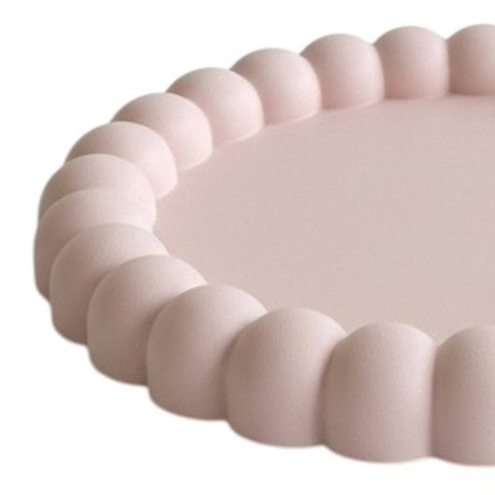 6" Pale Pink Resin Handmade Round Trinket Tray — view 4