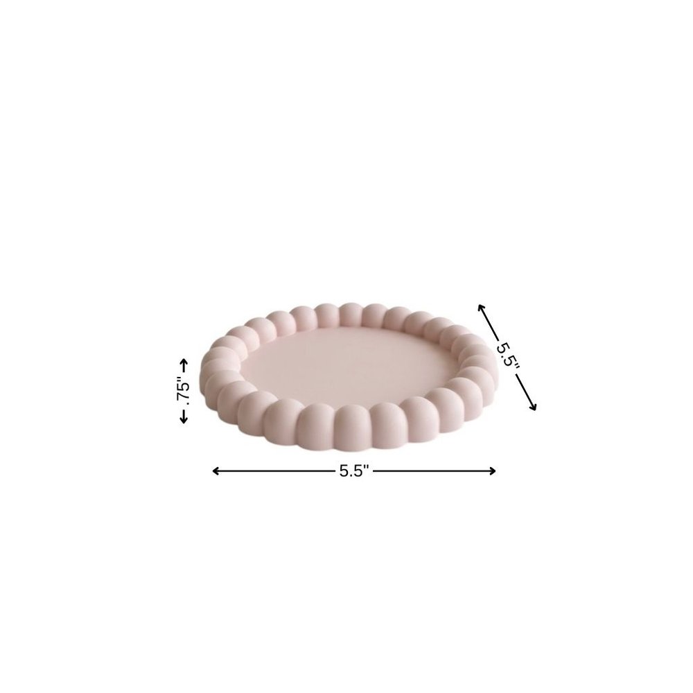 6" Pink And White Resin Marbleized Handmade Round Trinket Tray