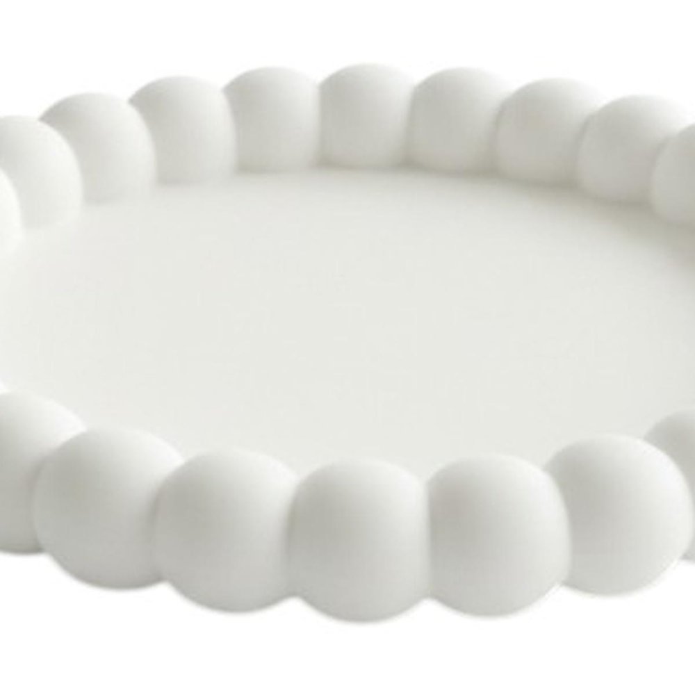 6" Pink And White Resin Marbleized Handmade Round Trinket Tray