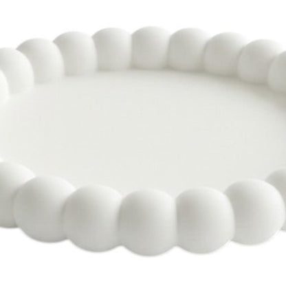 6" Pink And White Resin Marbleized Handmade Round Trinket Tray